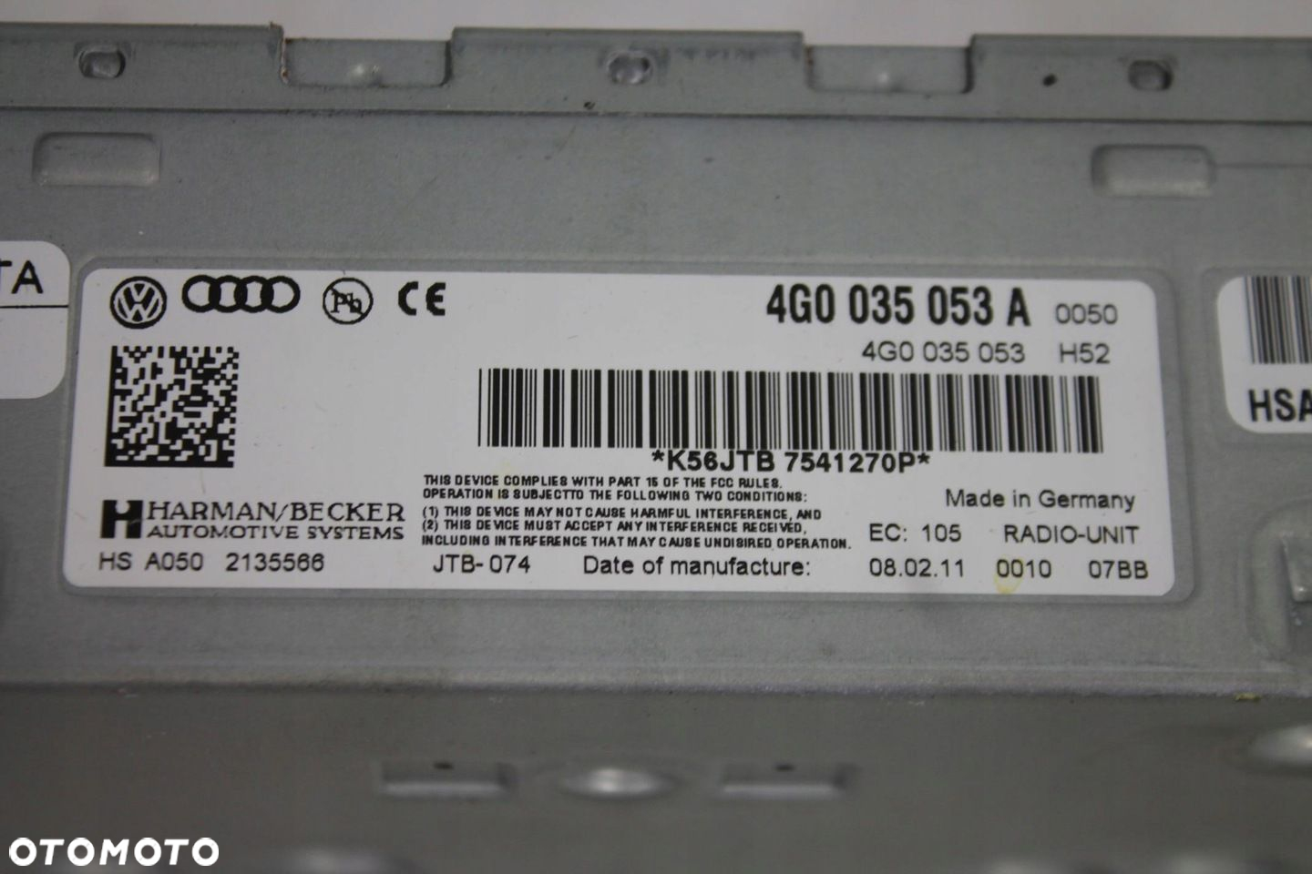 TUNER RADIO UNIT 4G0035053A AUDI A1 8X 10-18 - 2