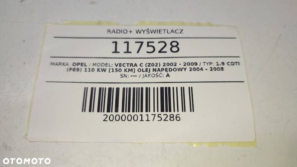 RADIO ODTWARZACZ CD WYŚWIETLACZ OPEL VECTRA C 13233926 24461295 - 10