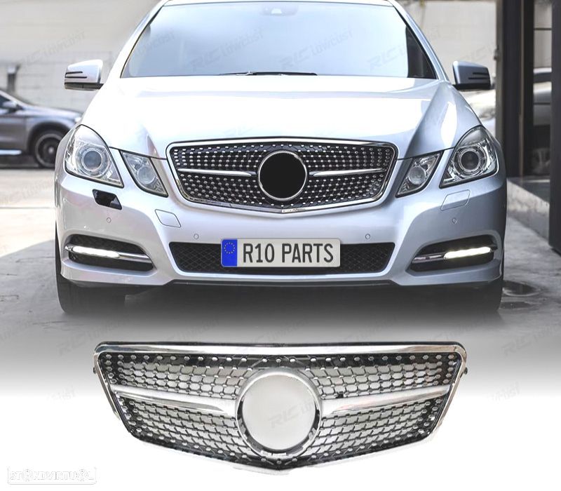 GRELHA MERCEDES CLASE E W212 10-13  LOOK DIAMOND CROMADO - 1