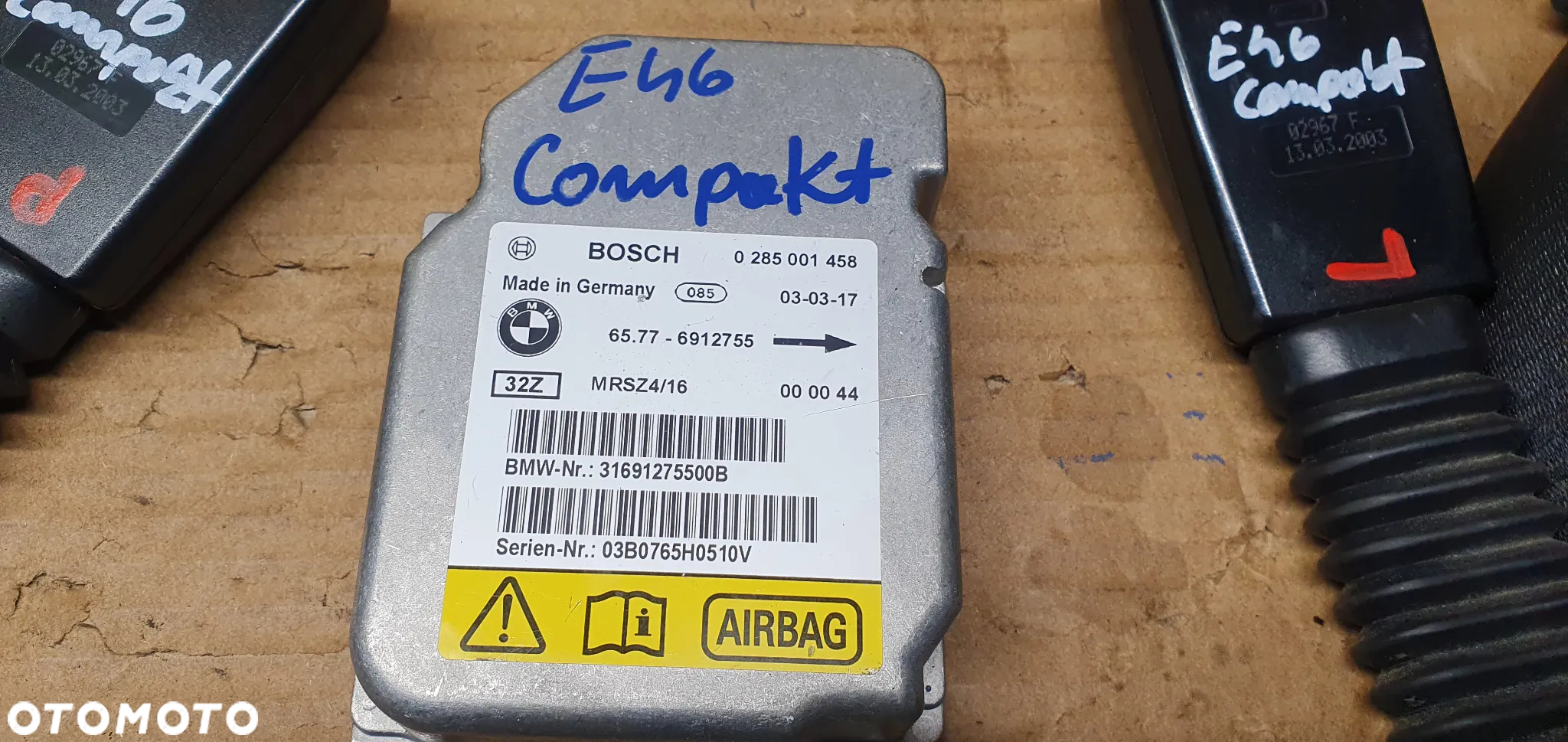 AIRBAG pasy poduszki sensor BMW 3 E46 komplet - 9