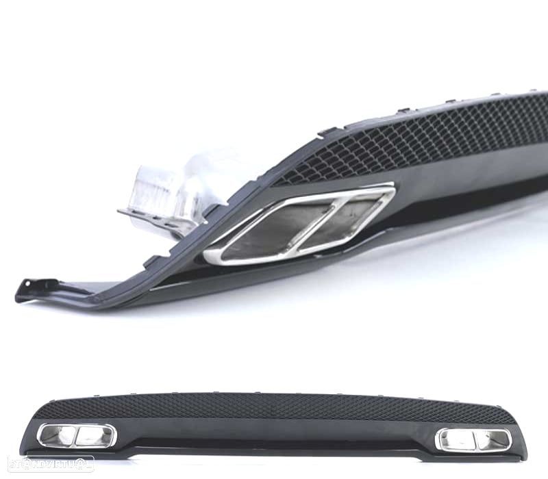 DIFUSOR MERCEDES CLASE A W176 12-15 AMG + PONTEIRAS DE ESCAPE CROMADAS LOOK A45 - 2