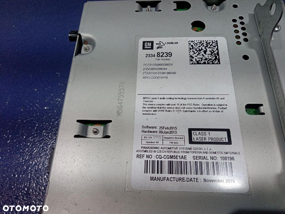 OPEL ZAFIRA C RADIO FABRYCZNE RADIOODTWARZACZ 23348239 - 7