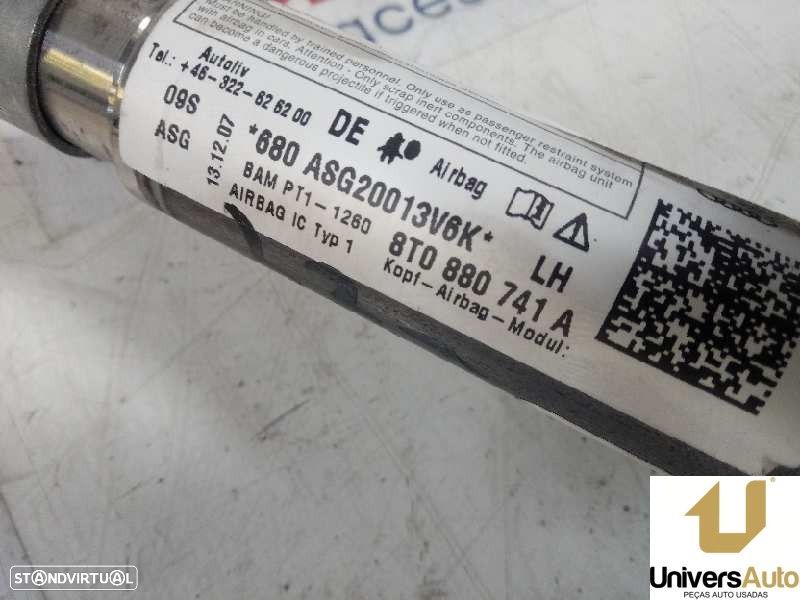 AIRBAG CORTINA FRONTAL ESQUERDO AUDI A5 2008 -8T0880741A - 2