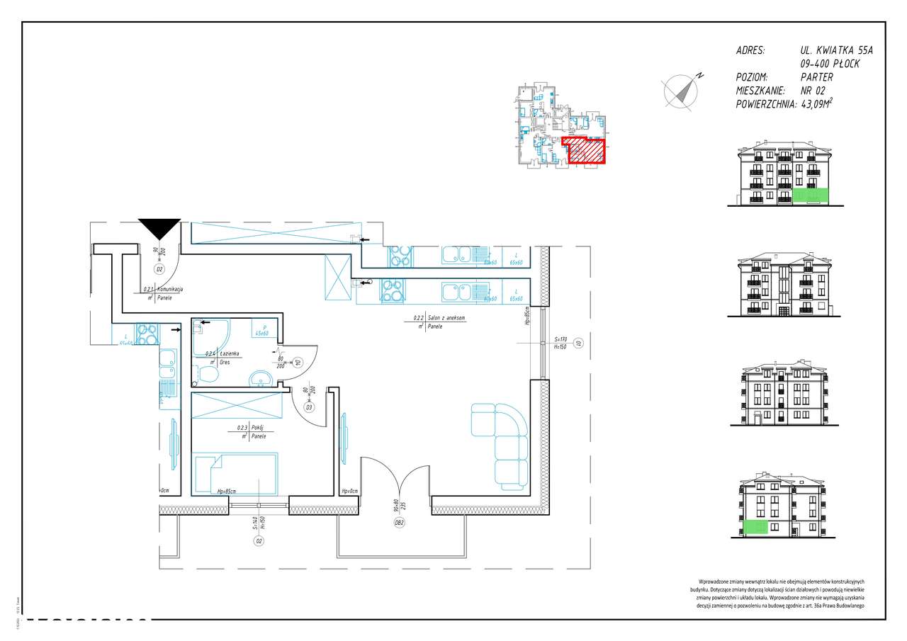 NOWE MIESZKANIE- 43,09m2- Stare Miasto w Płocku