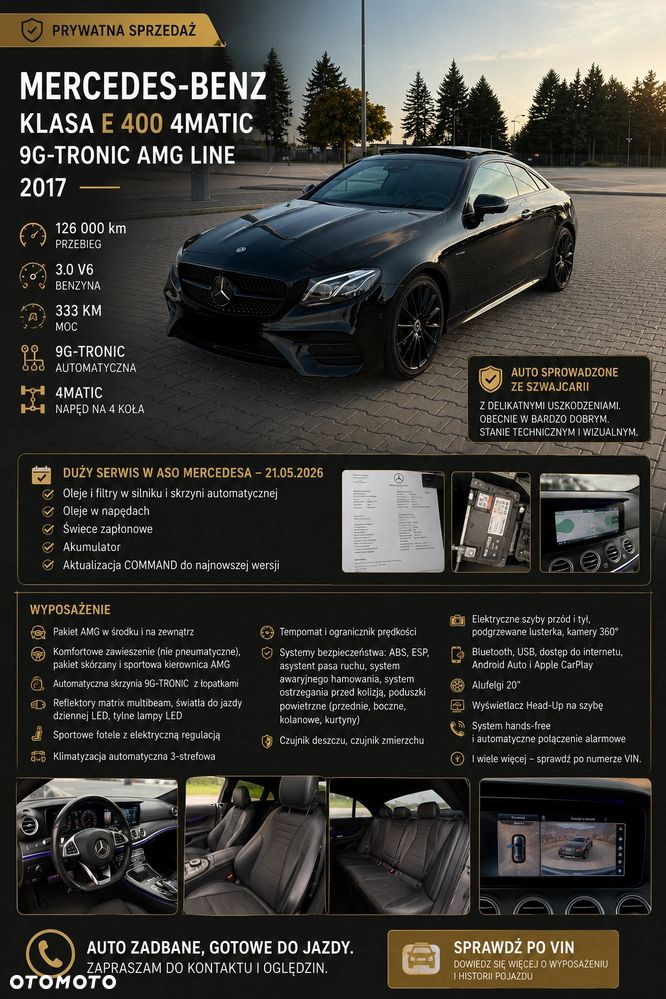 Mercedes-Benz Klasa E 400 4Matic 9G-TRONIC AMG Line - 1