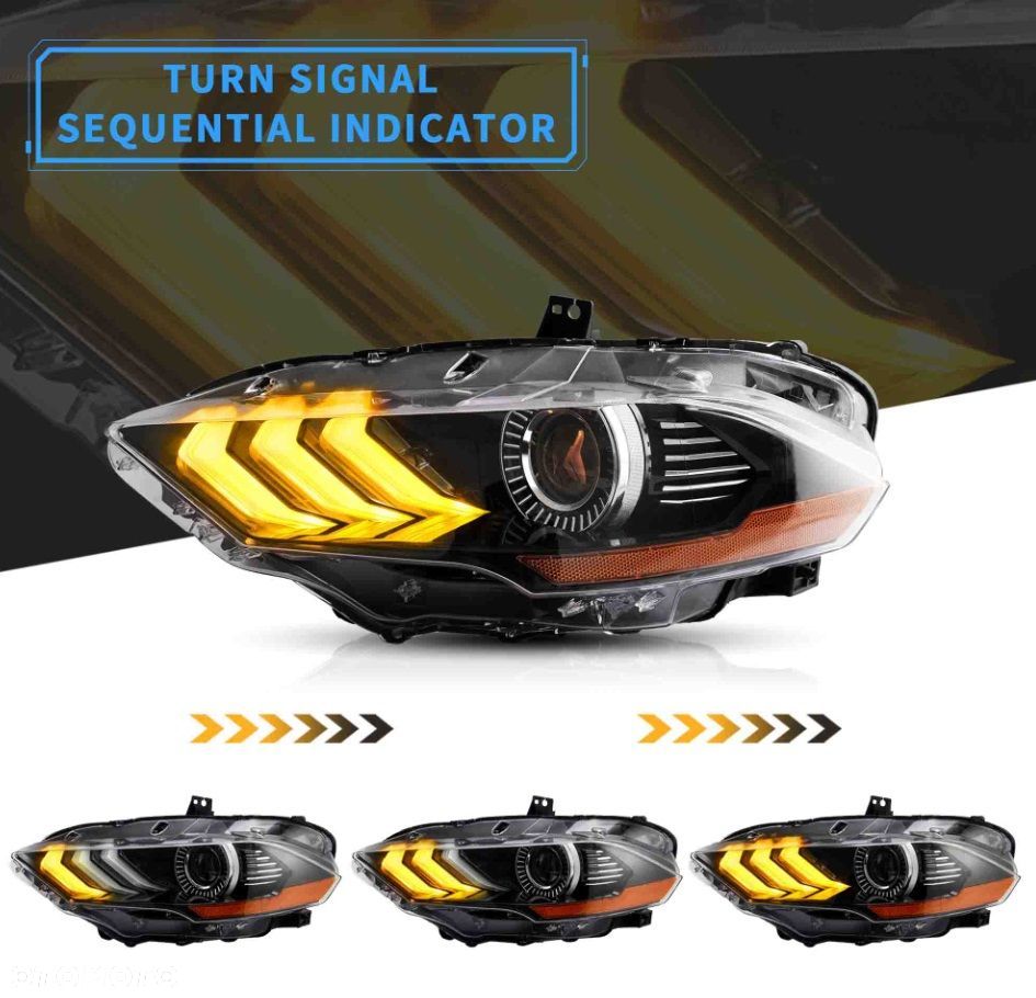 reflektory lampy kpl bi led rgb black europa ford mustang vi 6 lift 2018-23 - 5