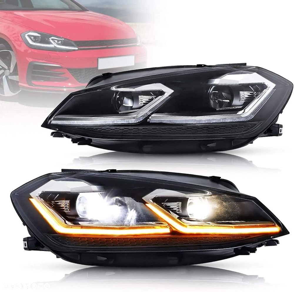 Reflektory Lampy kpl Vland Led + H7 Tuning Chrom Vw Golf VII 7 .5 5g0 Lift - 1