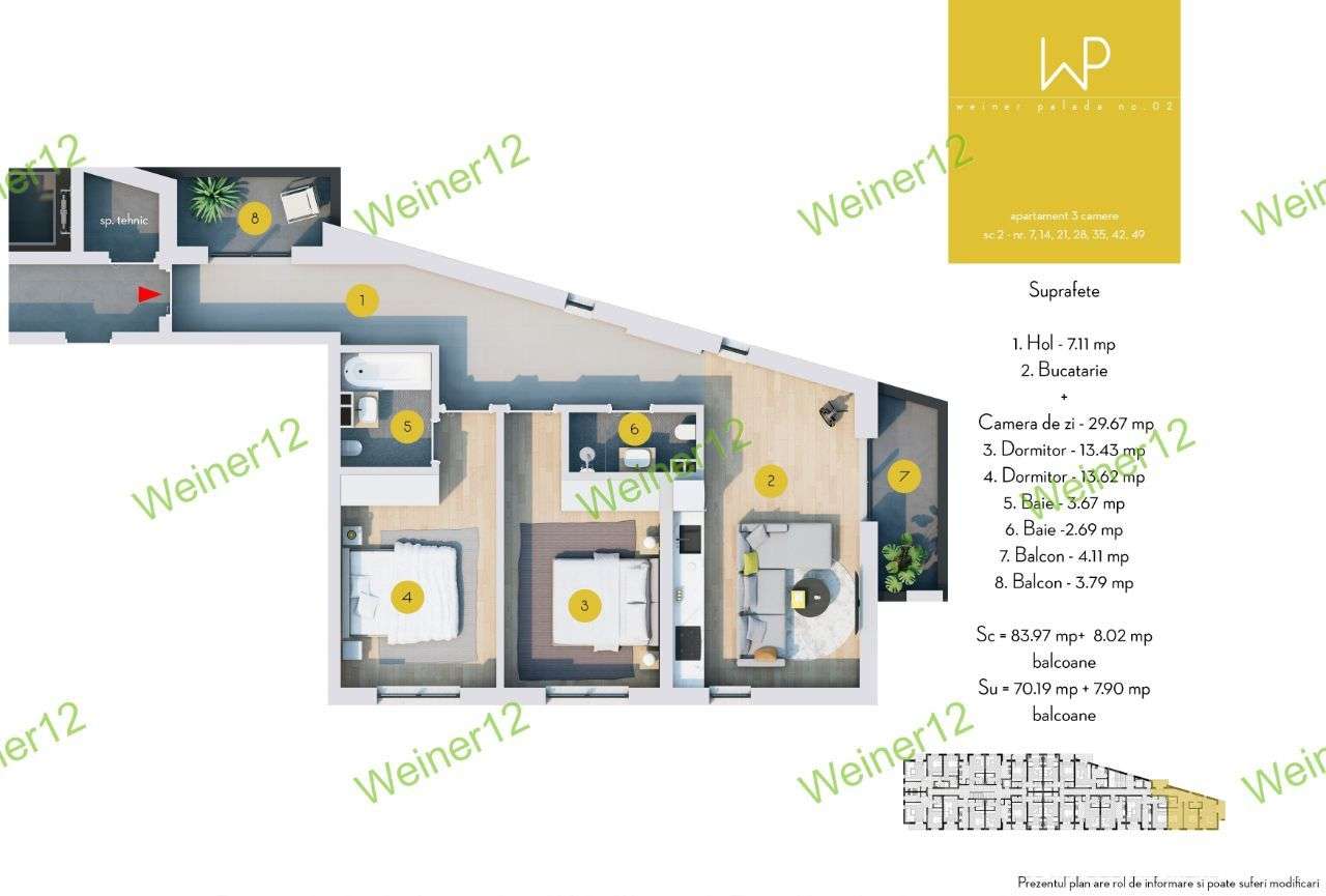 Apartament 3 camere 2 bai Militari Weiner2 Direct Dezvoltator — fotografia 3