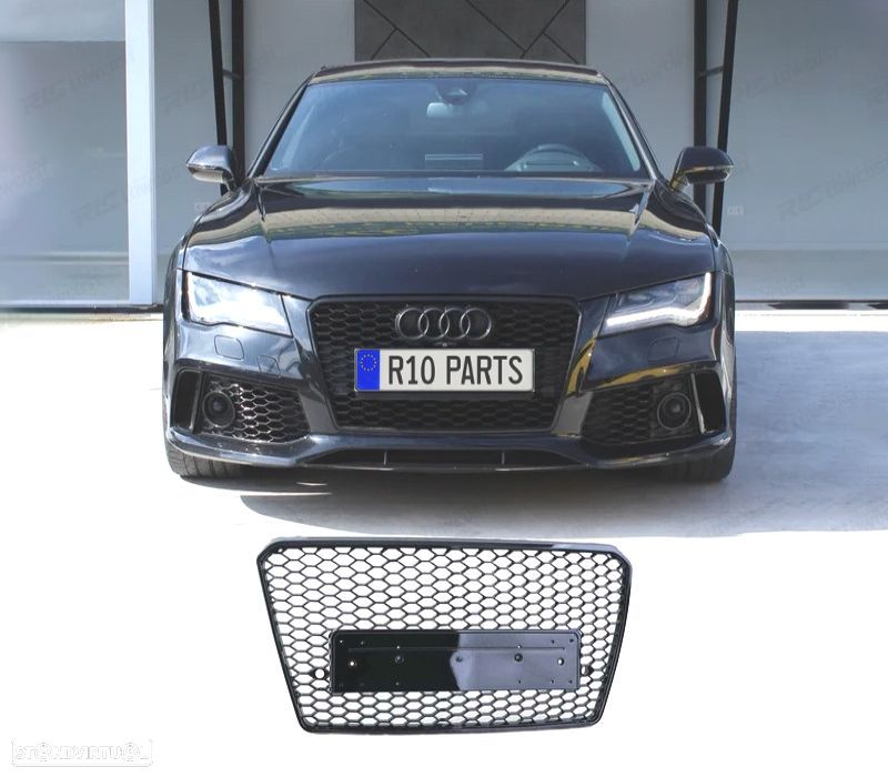 GRELHA FRONTAL AUDI A7 C7 4G 10-14 PDC LOOK RS PRETO BRILHANTE - 1