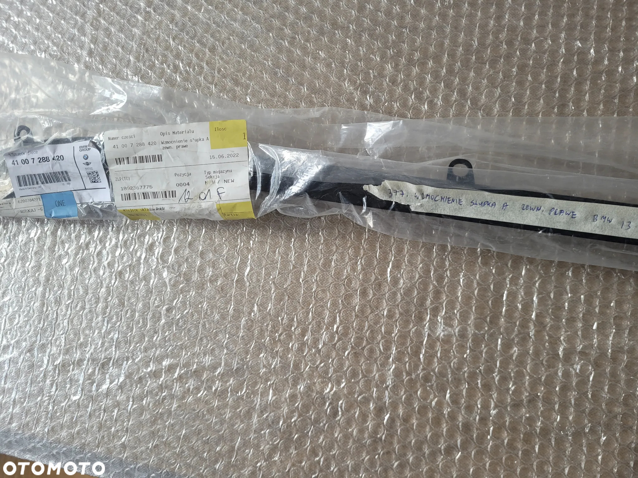 Wzmocnienie Słupka A Zewnętrzne Prawe BMW I3 I01  41007288420 Nowe - 7