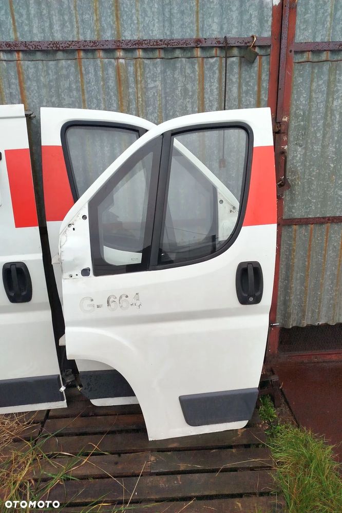 drzwi przód lewe opancerzone BANKOWÓZ kompletne do Fiat ducato III 06-22r boxer jumper II 06-22r, komplet -szyby -zamki -klamki -tapicerka i inne z foto -BEZ lusterka