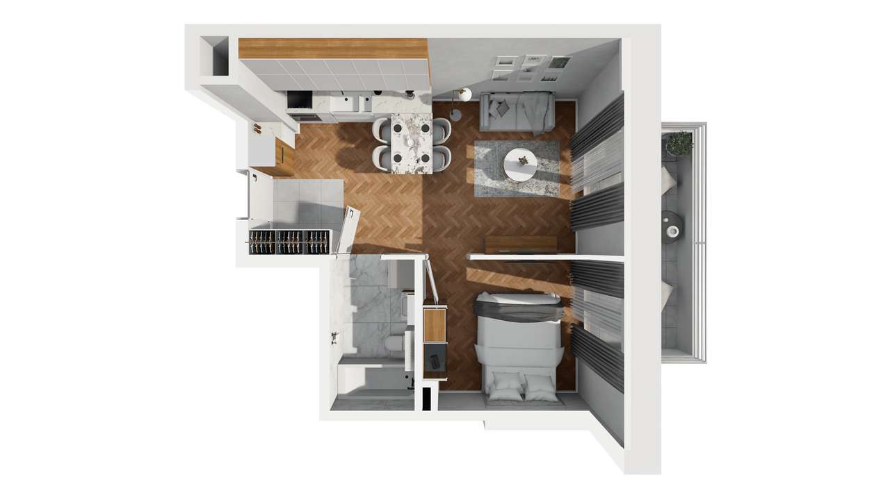 2-pokojowe mieszkanie 36,77 m² | Banacha 12 | Nr 46