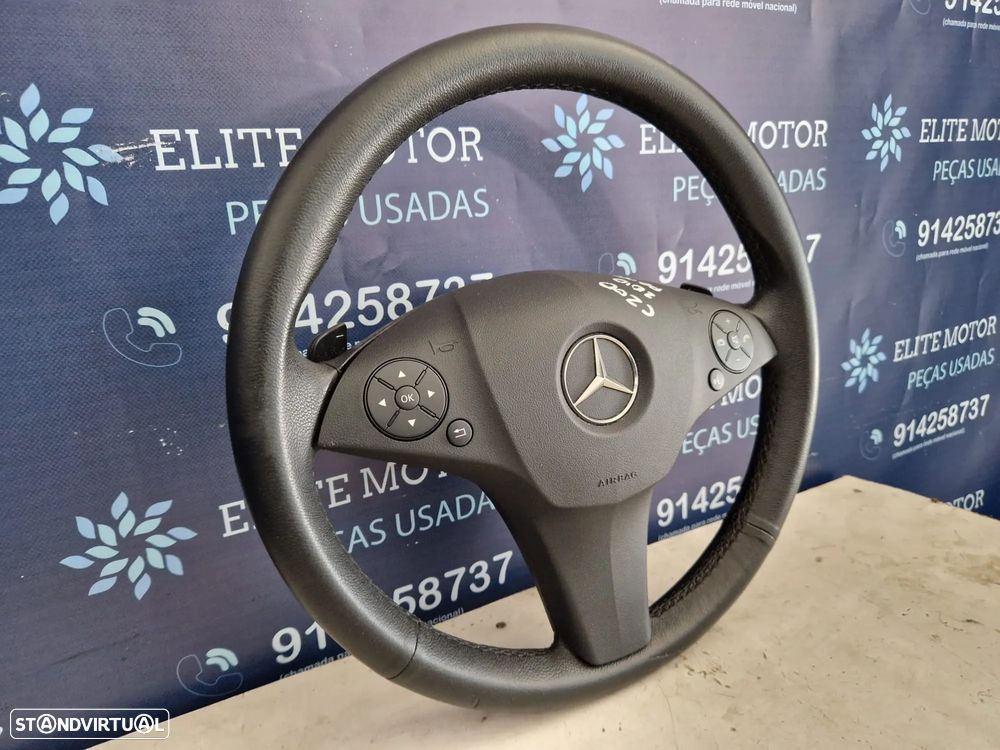 Volante usado pele com airbag MERCEDES CLASS C W204 PATILHAS AUTOMATICO - 2