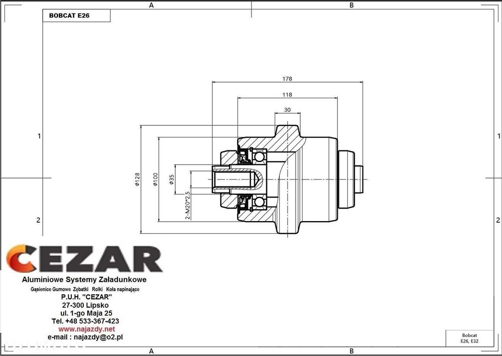 Rolka Jezdna Bobcat 325, 329, E25, E26 E32I, E35, - 1