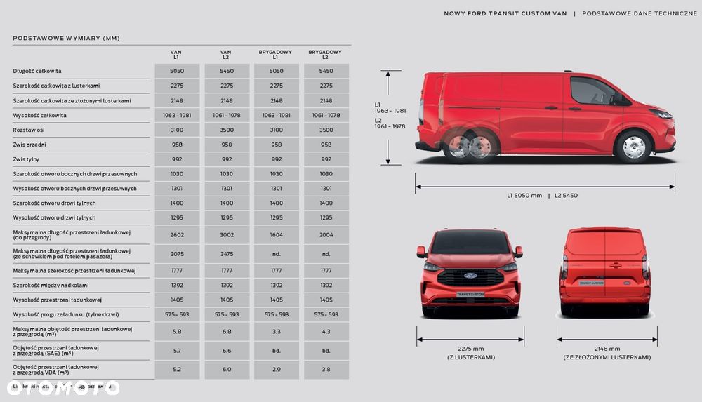Ford Custom VAN / FURGON / Benzyna   / Hybryda PLUG-IN /  Długość L2 - 9