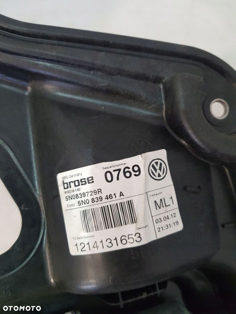 MECHANIZM PODNOŚNIK SZYBY LEWY TYŁ 5N0839461A VW TIGUAN 5N 12R EUR - 5