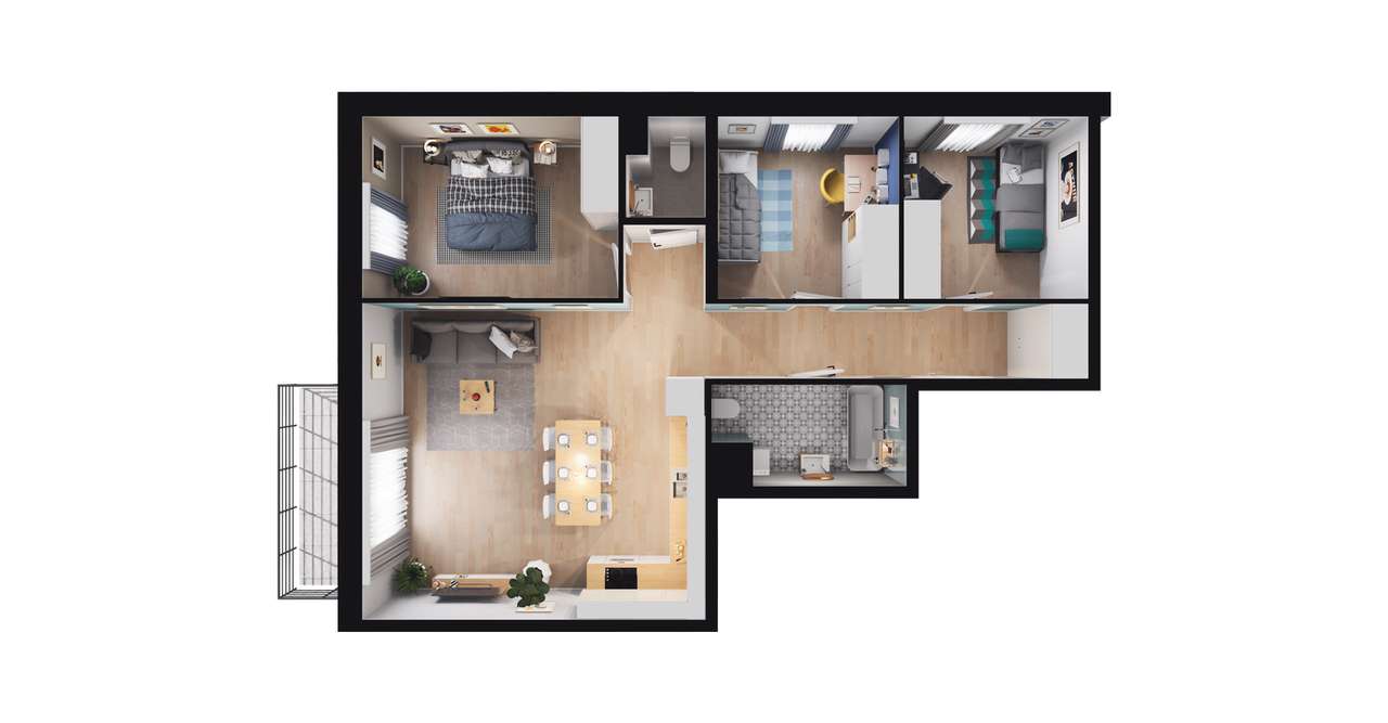 4-pokojowe mieszkanie 74m2 + balkon Bezpośrednio - Pełny obrazek: 2/10