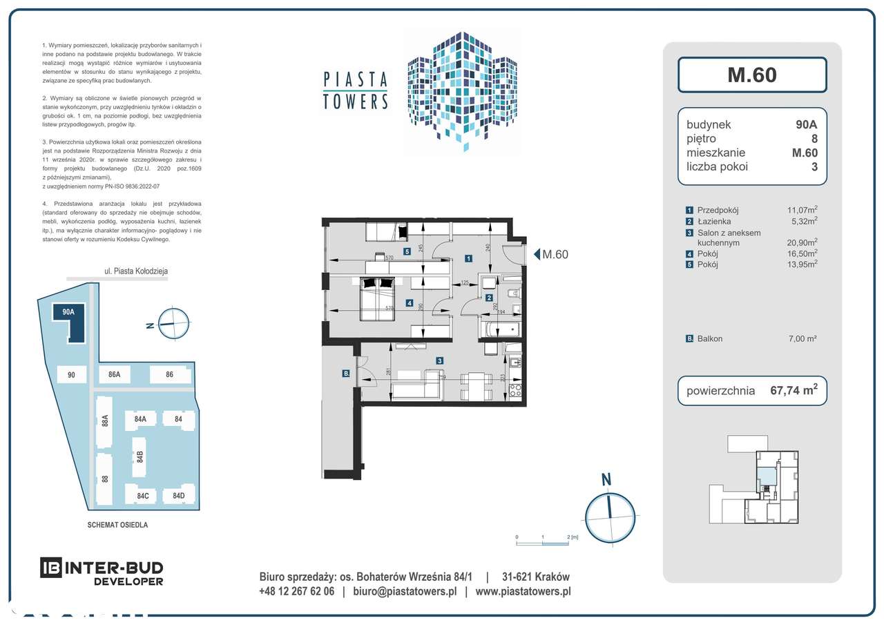 3-pokojowe mieszkanie 67m2 + balkon Bezpośrednio