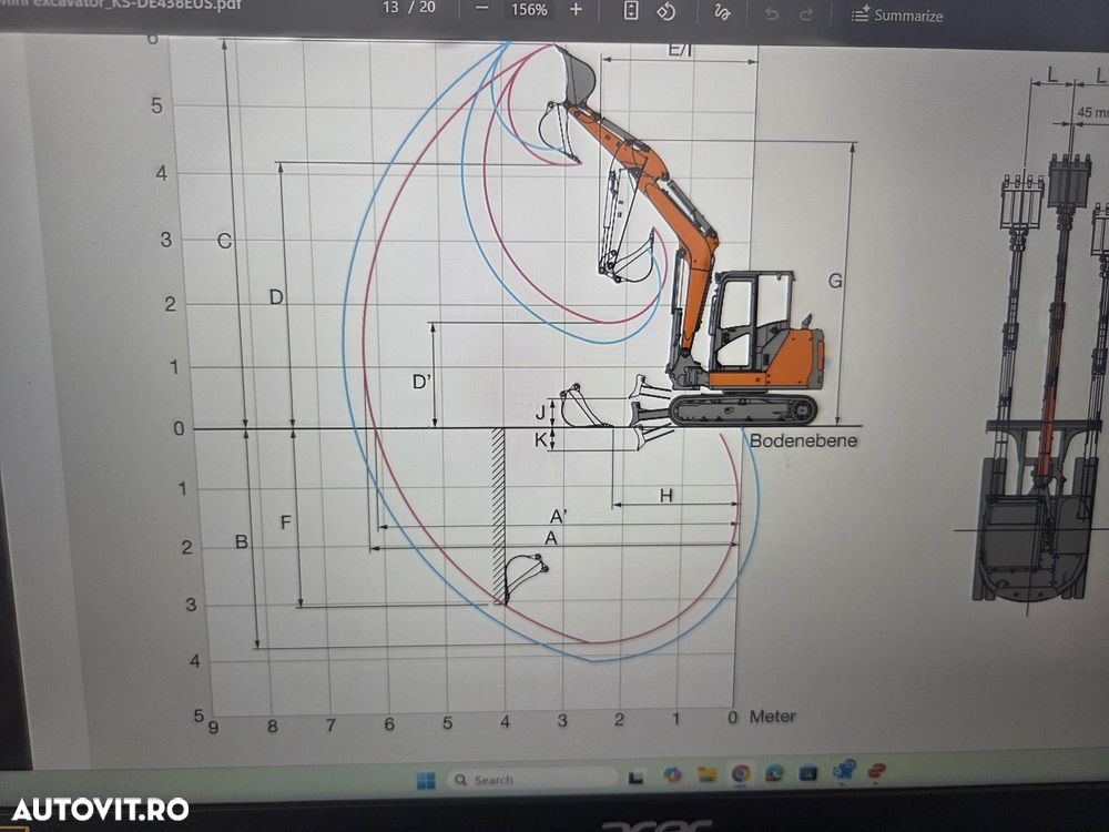 Hitachi ZX65-6, 2021, 2.005h, CUPLA RAPIDA+3 CUPE+PICON, senile cauciuc NOI, latime 2m, ad sapare 4,5m, Masa operatinala 6,5tone, inst picon, inst rotire, LAMA nivelare, aer cond, ridica 4tone,posibil leasing 4 ani, STARE FOARTE BUNA, PROMOTIE 51.900 EUR+Tva - 38