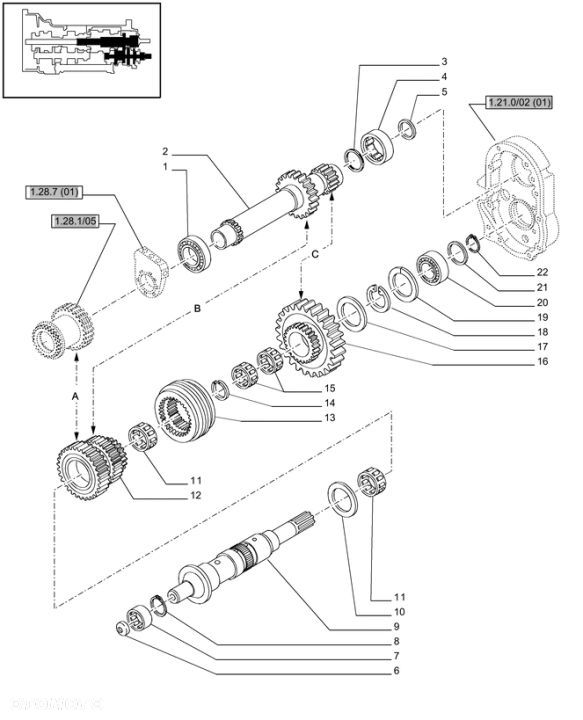 New Holland T6010 T6090 T6070 T7230 Wałek 371.5mm l 47127095 - 1