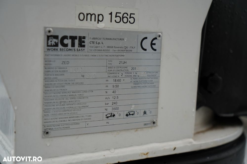 Renault MAXITY 120 DXI / ELEVATOR DE 21 DE METRI / ELEVATOR DE BASEBALL ZED 21JH / COȘ PENTRU 2 PERSOANE - 300 KG / - 26