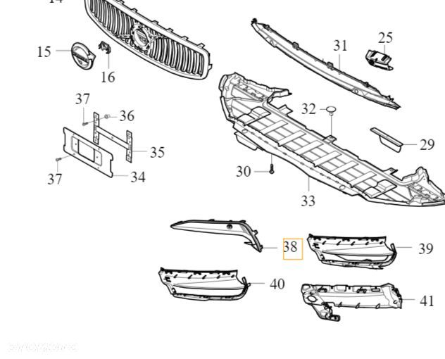 VOLVO V90CC prawa listwa atrapa kratka pdc zderzak przod OE 31383281 - 4