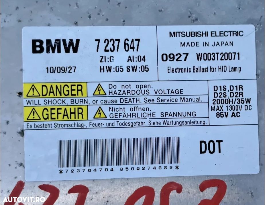 Droser ballast xenon far stanga dreapta original BMW F20 F21 F22 F87 M2 F23 E90 LCI E91 LCI F07+LCI F10 F11 F01 F02 F03 F04 E84 E89 - 3