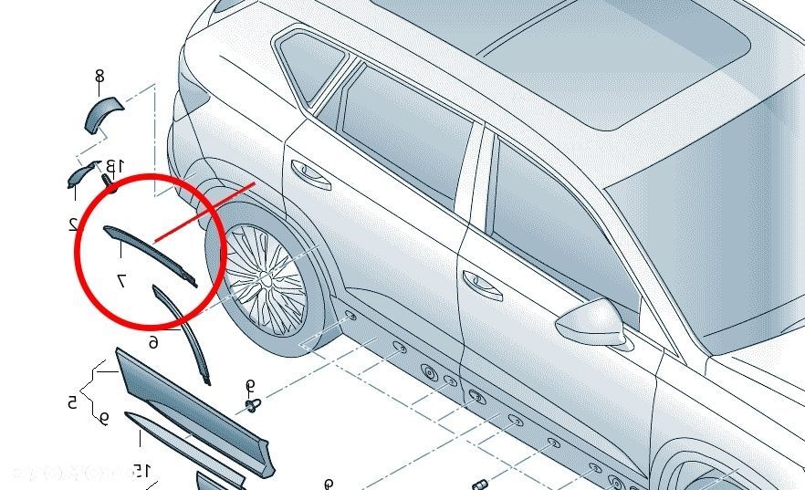 Listwa Seat Ateca 16r.- NOWA prawa tylna nakładka błotnika prawy tył 575854990 - 1