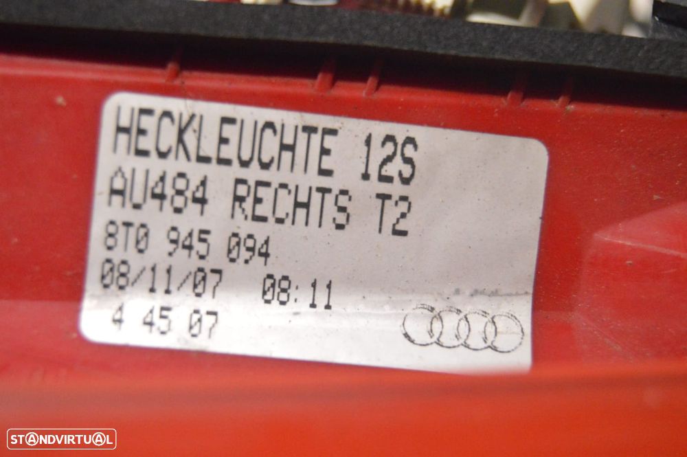 FAROLIM FAROLINS TRASEIRO TRÁS INTERIOR AUDI 8T0945094 44507 8T0945093 24207 AUDI A5 8T3 8TA 3.0 TDI QUATTRO V6 245CV CDU CDUD - 7