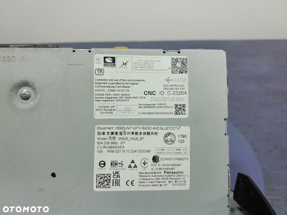 SKODA FABIA IV RADIO EKRAN WYŚWIETLACZ 654035869J - 10