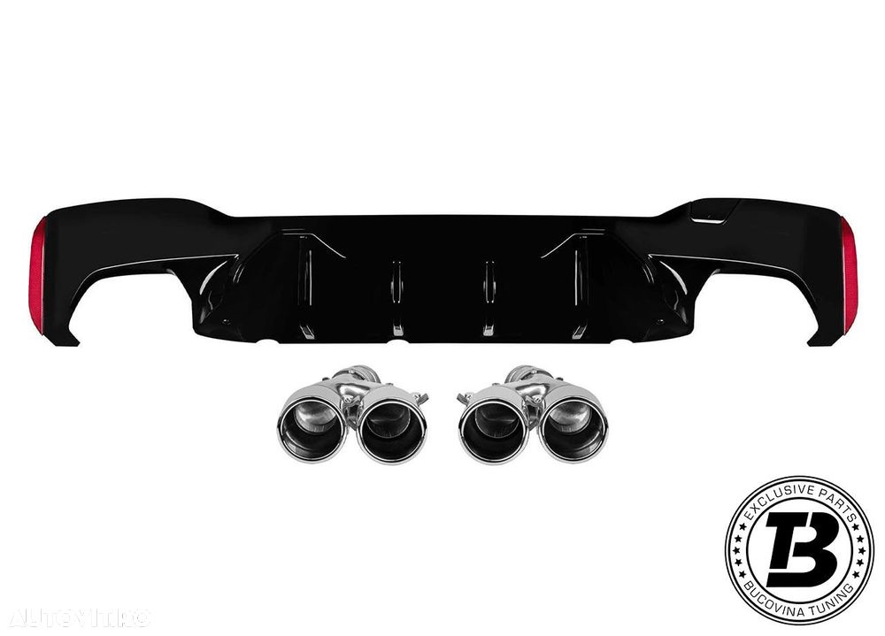 Difuzor Bara Spate cu Ornamente compatibil cu BMW Seria 5 G30 G31 M5 Design - 2