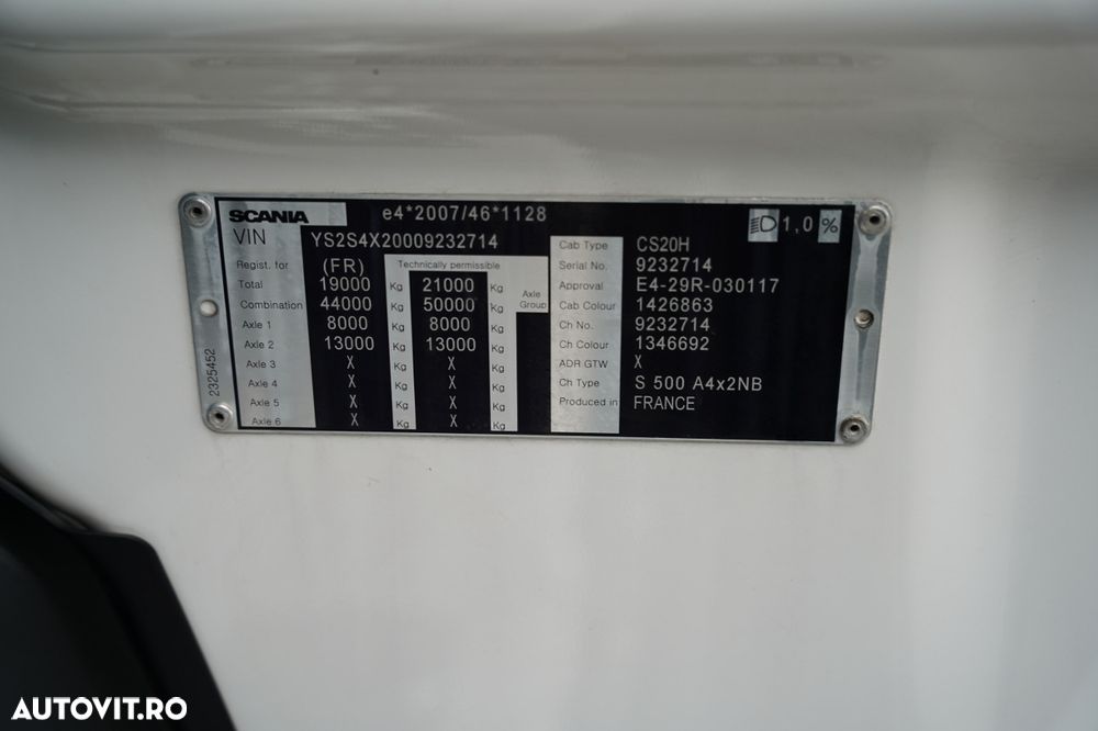 Scania S 500 / RETARDER / COMPLET AIRMATIC / JANTE DIN ALIAJ / ANVELOPE 100% / - 36