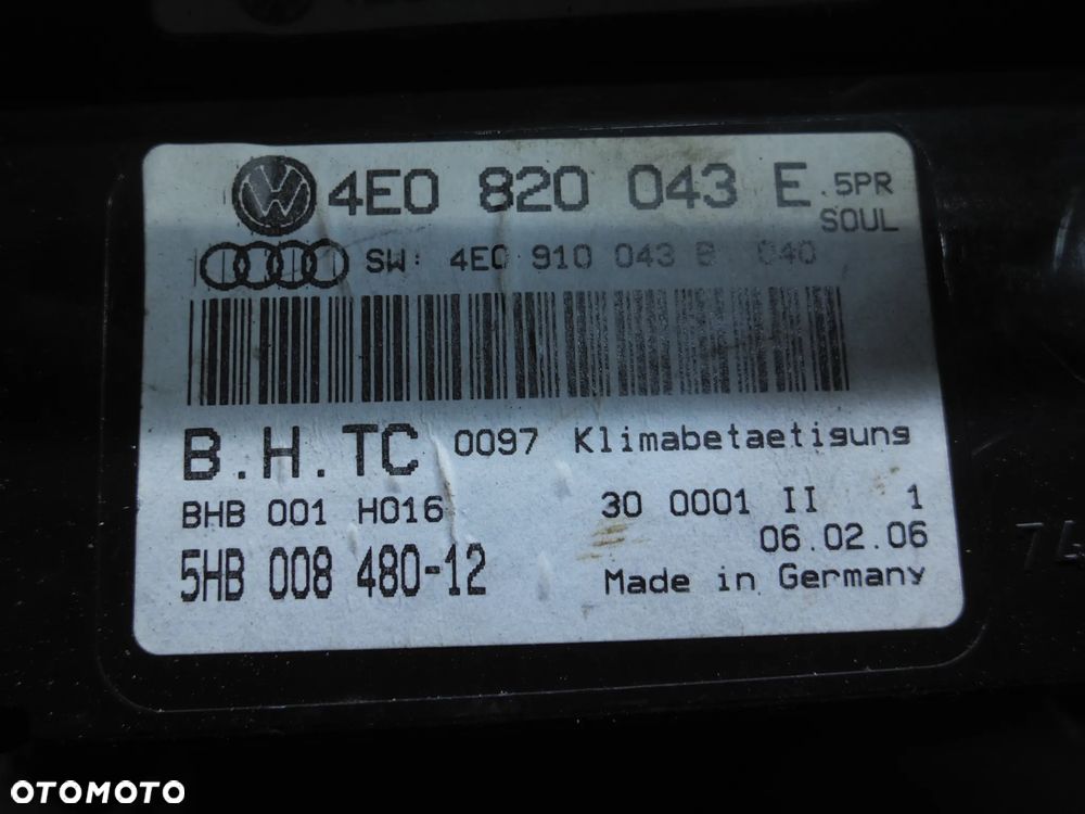 AUDI A8 D3 LIFT PANEL KLIMATYZACJI 4E0820043E - 2