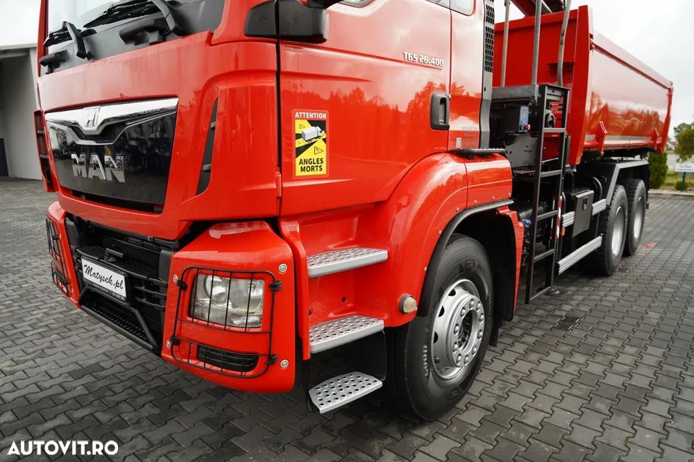 MAN TGS 26.400 / 6x4 / BASCULĂ DUBLĂ + HDS HMF 1530 K2 / HIDRODOXIE LATERALĂ / GRAPPER / TELECOMANDĂ / NAVIGAȚIE / - 15
