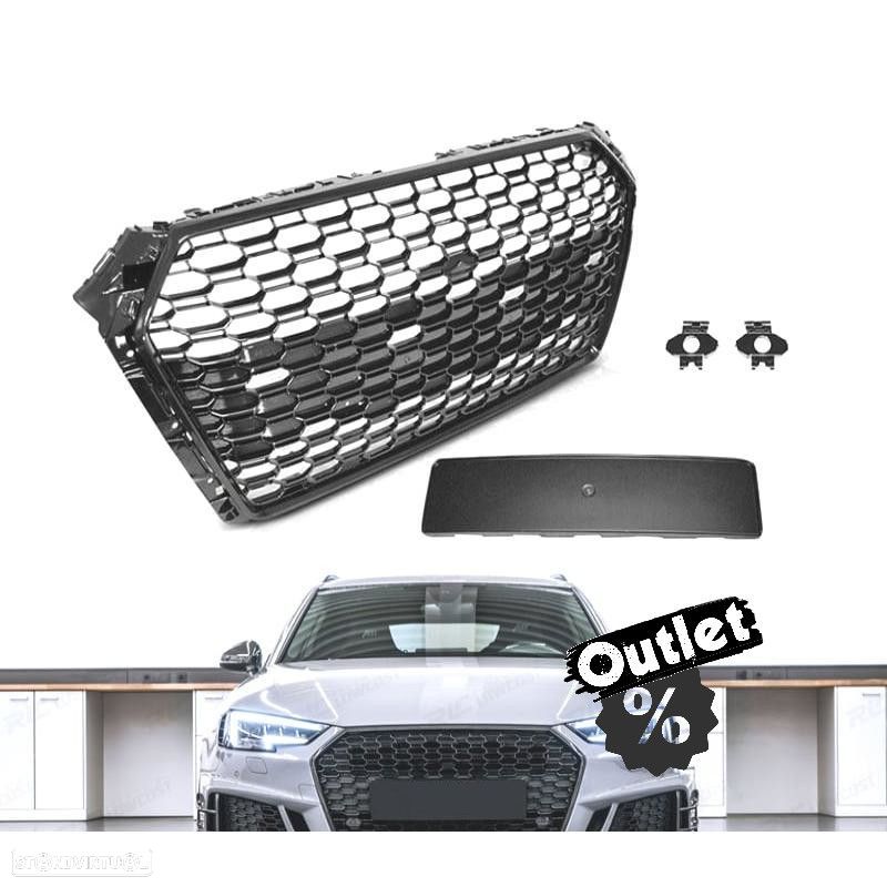 R160023C1 PARRILLA AUDI A4 B9 15-19 PDC LOOK RS4 PRETO BRILHANTE - 1