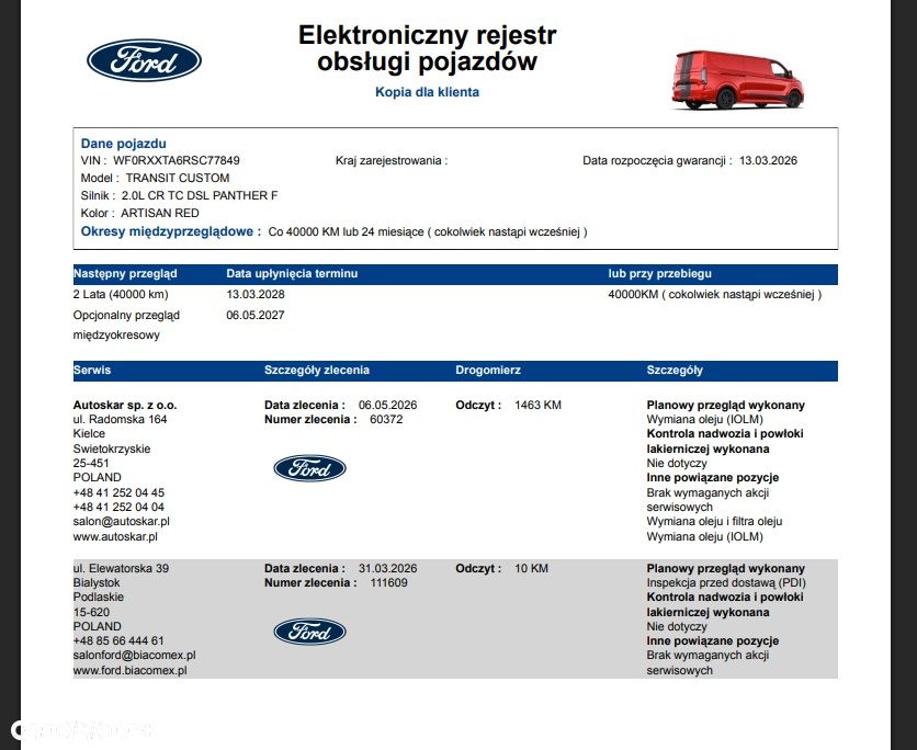 Ford TRANSIT CUSTOM 2.0 EcoBlue 170 KM A8 FWD Van Sport Van 320 L2 NA GWARANCJI JAK NOWY - 17