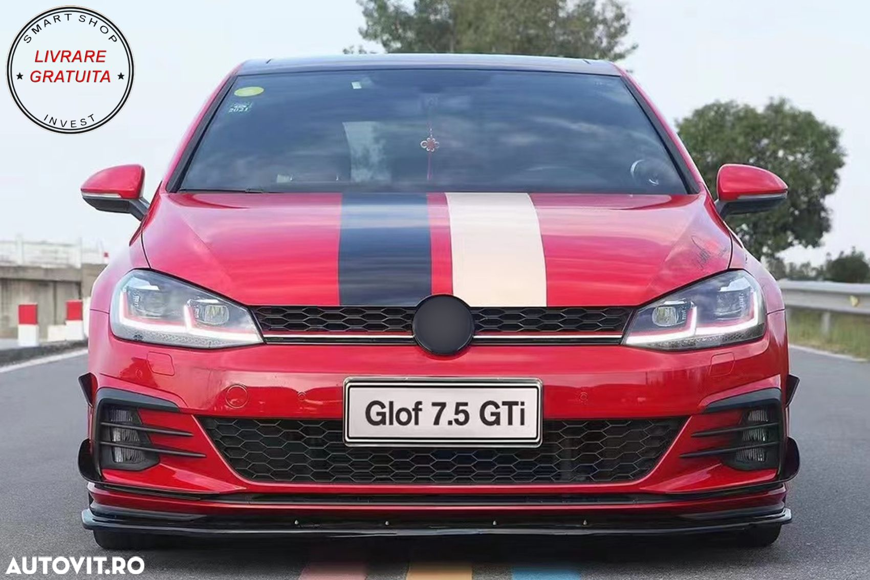 Ornamente bara fata flapsuri VW Golf 7.5 GTI 5G Hatchback (2017-2020) Carbon Look- livrare gratuita - 11