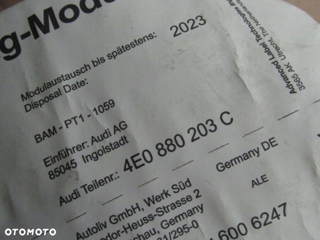 Audi A8 D3 lift Poduszka pasażera AirBag 4E0880203C - 4