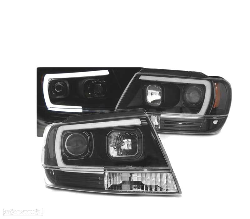 FARÓIS LED TUBE LIGHT JEEP GRAND CHEROKEE 99-05 BLACK PRETO - 1
