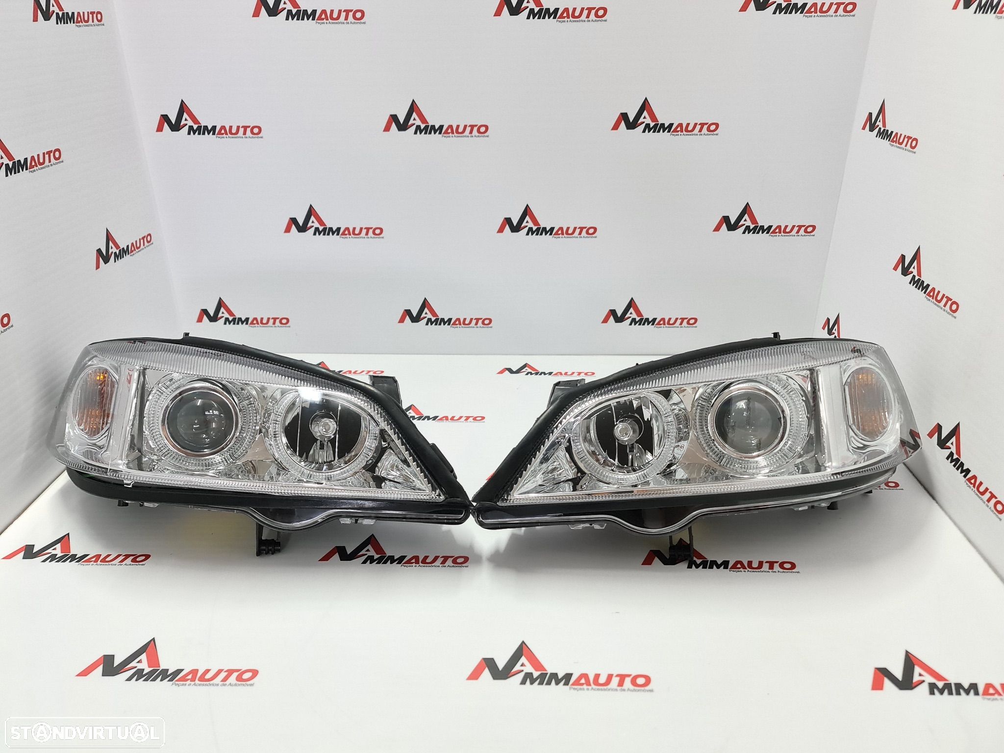 Faróis Angel Eyes Opel Astra G Fundo Cristal - 1