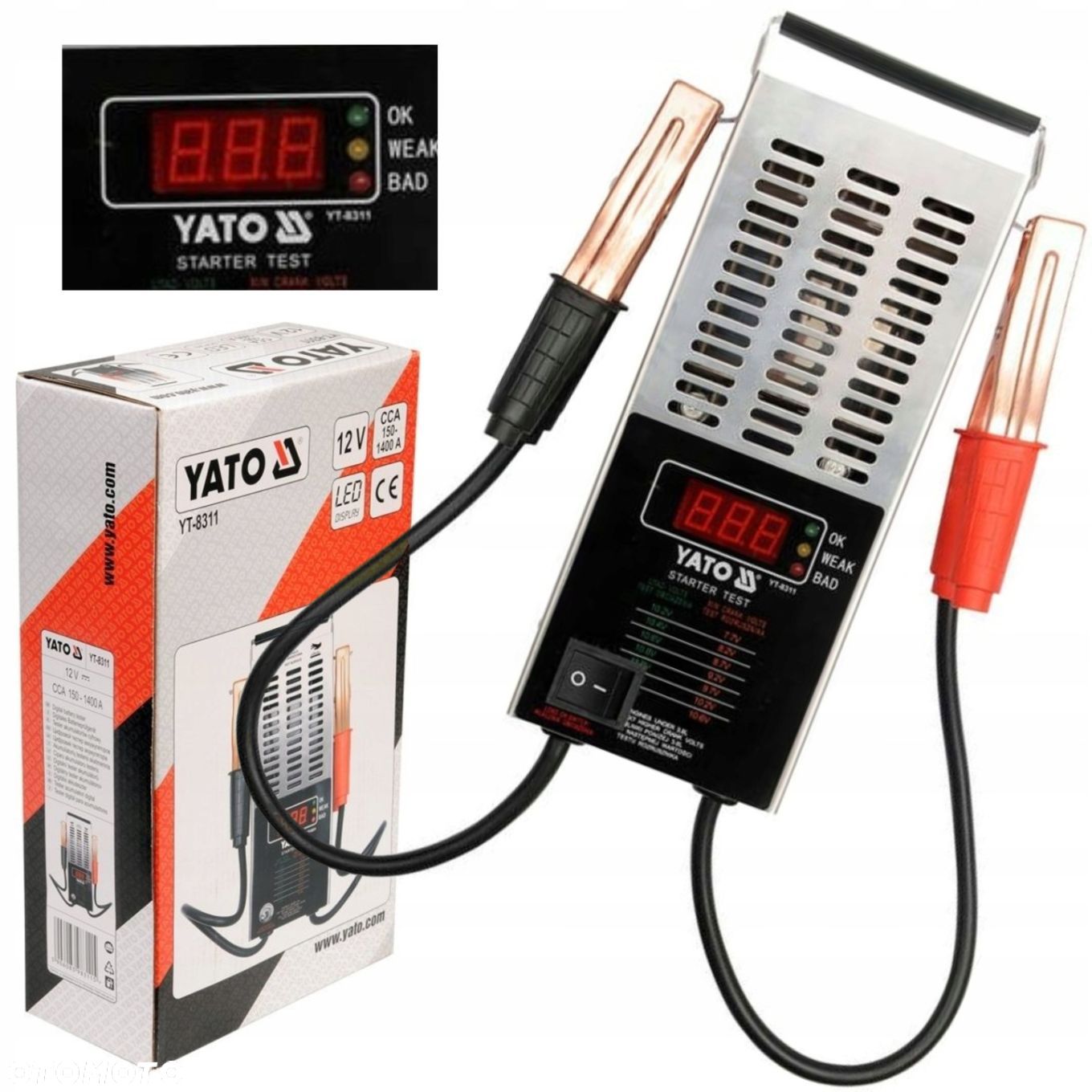 YATO CYFROWY TESTER AKUMULATORÓW MIERNIK NPIĘCIA 12V 150-1400Ah LCD YT-8311 - 1