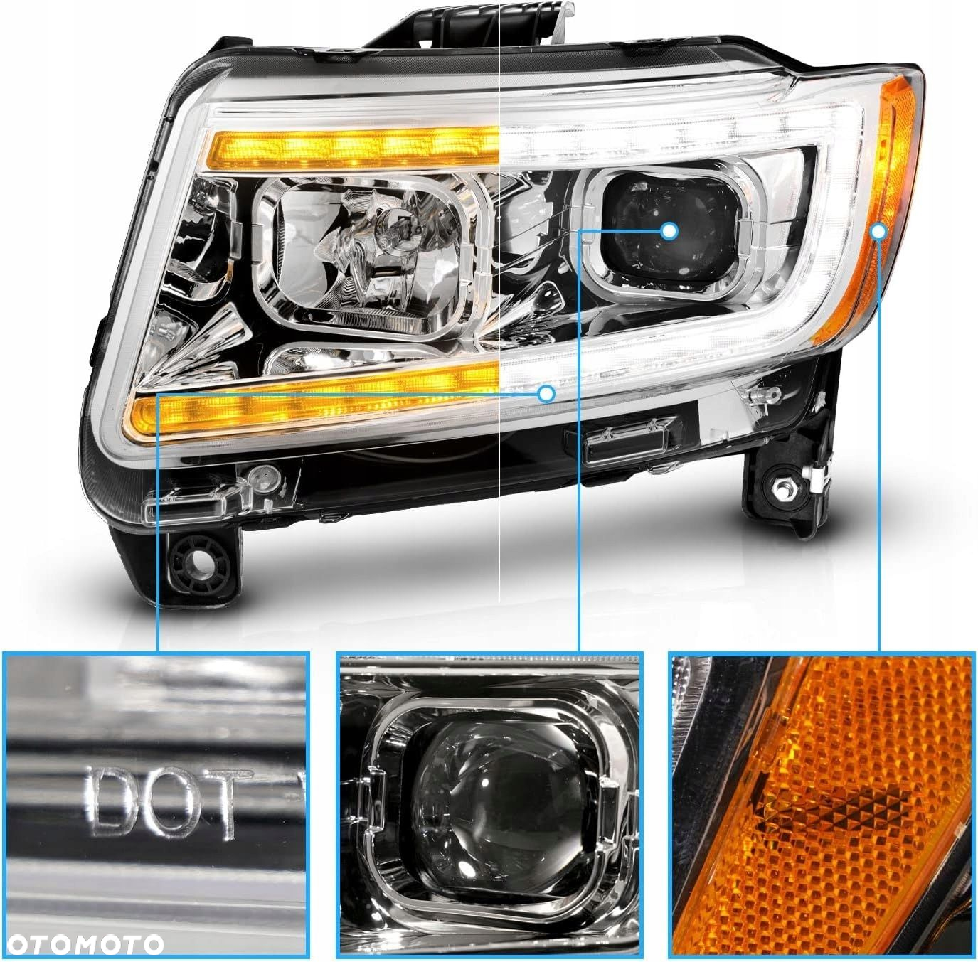 Reflektory Lampy kpl Diody Soczewka Clear Chrom Jeep Grand Cherokee WK2 10- - 7