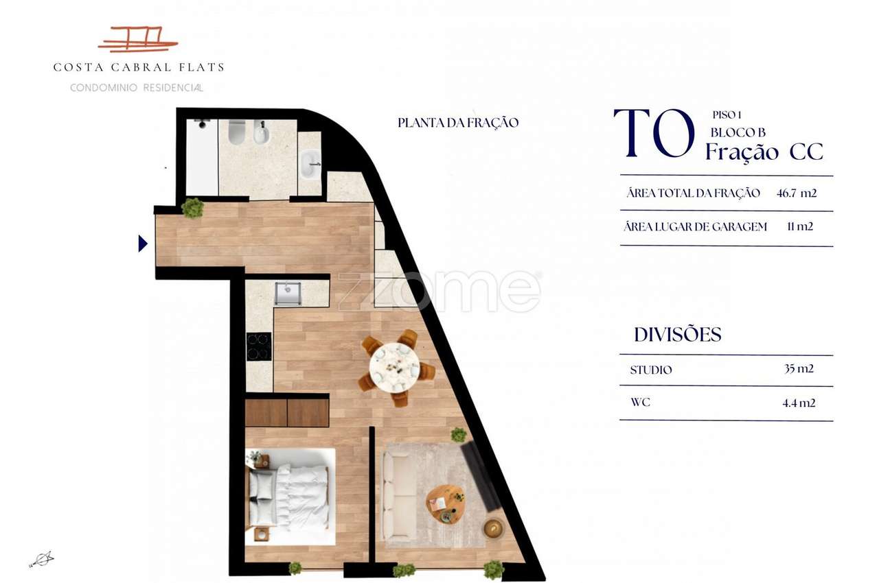 Apartamento T0 CC Costa Cabral Polo Universitário - Grande imagem: 4/24