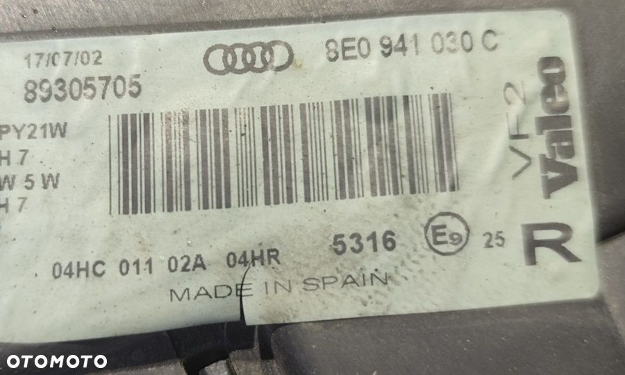 AUDI A4 B6 02r LAMPA PRAWY PRZÓD PRZEDNIA 8E0941030C - 6
