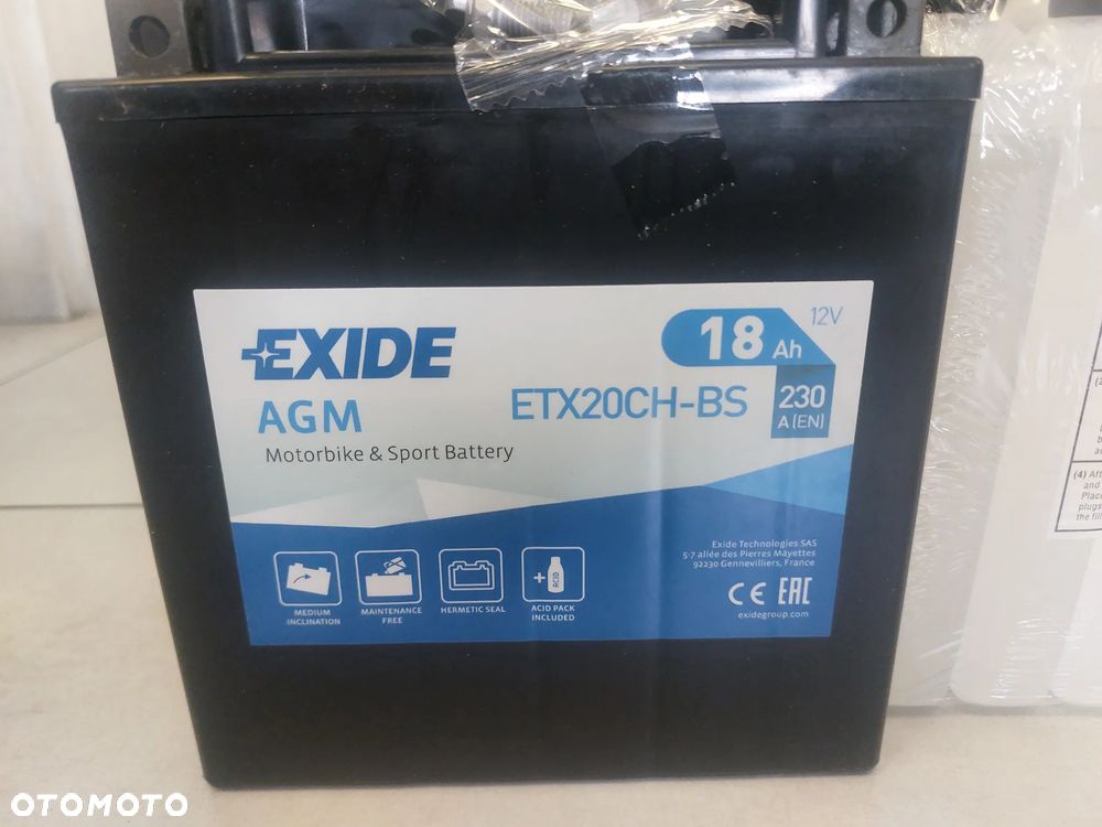 AKUMULATOR EXIDE ETX20CH-BS 12V 18AH 230A L+ AGM MOTOCYKLE QUADY - 2