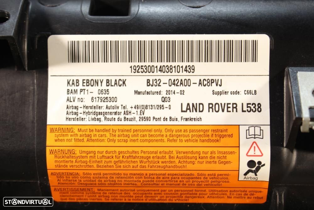 Airbag De Joelho Land Rover Range Rover Evoque (L538)  Bj32042a00ac8pv - 6