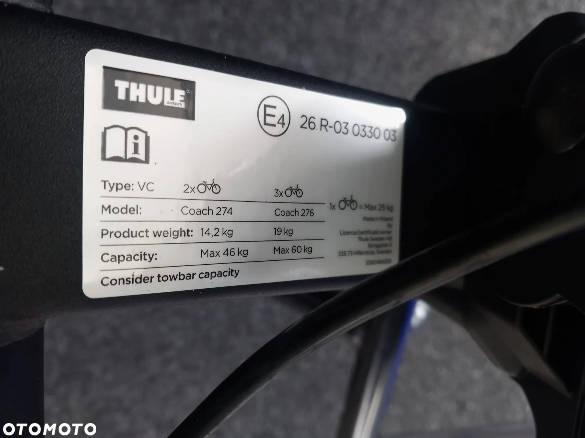 Mocowany bagażnik z tyłu pojazdu Ford Thule Coach 276 na 3 rowery, odchylany i składany 2353444 - 7