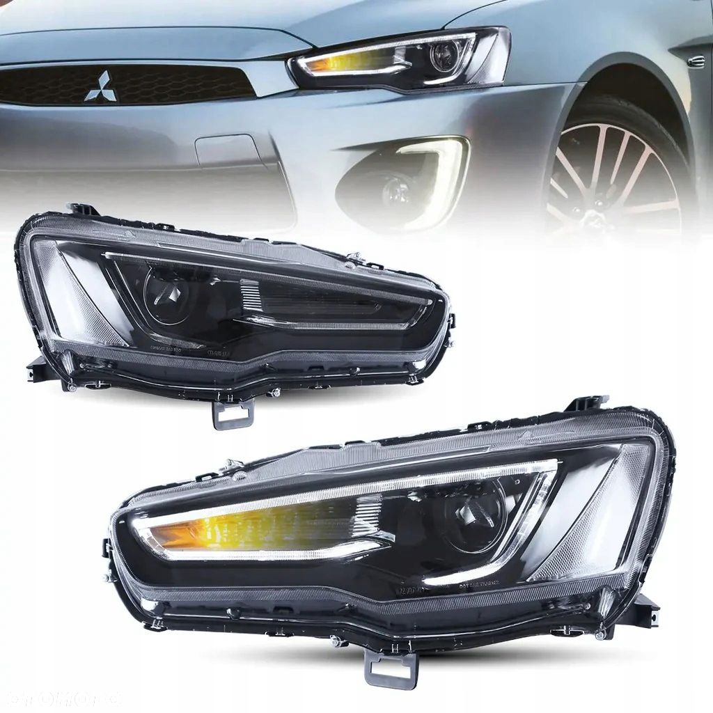 Reflektory Lampy kpl Diody Soczewka Black Mitsubishi Lancer VIII 8 i Evo X - 5