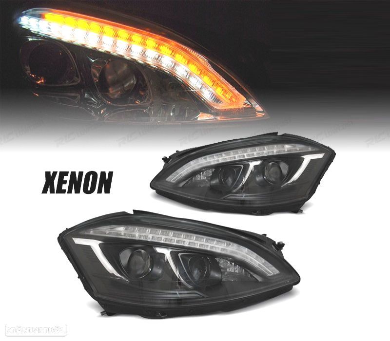 FAROIS FRONTAIS PARA MERCEDES CLASSE S W221 05-09 XENON TUBE LIGHT FUNDO PRETO - 1