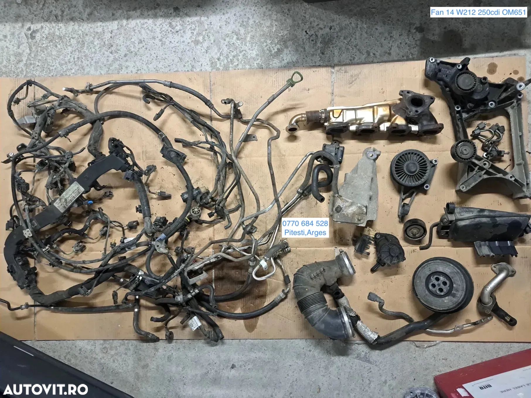 Suport accesorii galerie evacuare  rezervor vacuum rola intinzatoare  furtun turbina tubulatura intercooler conducta egr joja ulei instalatie electrica motor m ercedes w204 w212 om651 180cdi 220cdi 250cdi - 1